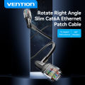 Vention Cat 6A Ethernet Cable Rotate Right Angle Slim Ethernet Patch Cable Double Elbow 10Gbps UTP Network Cord RJ 45 Connector Compatible Lan Patch Cord. 