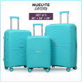 NUELITE Daxing 8 Wheel Spinner Luggage Set of 3 | Polypropylene Hard Shell Travel Suitcase Set | Multi-Step Trolley Handle | Intregated Combination Lock Suitcase. 