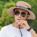 Breathable Adjustable Fishing Mesh Outdoor Climbing Cotton Bucket Hat Large Brim Cap Man Sun Hat. 