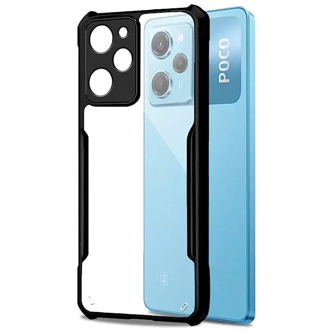 HAOYE Cover Hybrid Per Xiaomi Poco X5 Pro 5G - Custodia 2 In 1 TPU + PC Rigido Trasparente Con Bordo Azzurro, Antiurto - 2