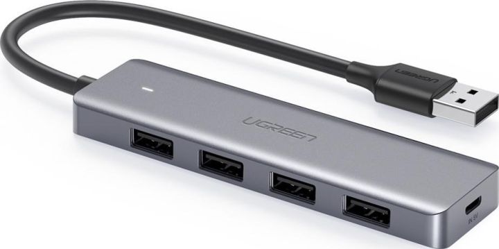 UGREEN 4-Port USB 3.0 Hub + Powered by Micro USB, Metal Plated Shell, Ultra Slim