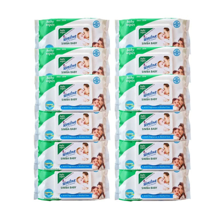 Set of 12 Sensitive Baby Wipes - 80 PCS /90 PCS