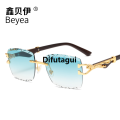 Difutagui Original [ New ] Xinbeiyi Glasses 2024 Wood Leopard Head Sunglasses Hot Selling Men's Double Beam Trimming Sun-Resistant Sunglasses 5532. 