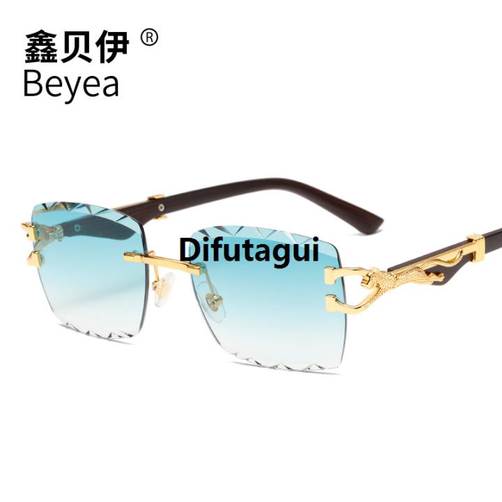 Difutagui Original [ New ] Xinbeiyi Glasses 2024 Wood Leopard Head Sunglasses Hot Selling Men's Double Beam Trimming Sun-Resistant Sunglasses 5532