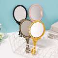 Creative Retro Makeup HD With Handle Women Bathroom Plastic Patterned Make Up Mirror Portable Handheld Antique Vanity. 