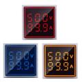 2 In 1 RYB Voltmeter Ammeter AC 50-500V, 0-100A 22MM SQUARE Panel Mount LED Digital Display Voltage Current Meter Volt Meter Ampere Meter With Indicator Light & CT Cables Red, Green, Blue. 