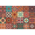 Artsy Home Giordano Premium Retro Floral Cement Tile Wall Decals 48pcs - 10cm x 10cm for Home Decor. 