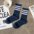 5 pairs of , simple and classic women's black, white and gray series long three-bar cotton socks Versatile sports women's socks. 