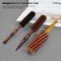 Wenefang Natural Wooden Bristle Hair Round Brush Hair Roller Brush Hairdressing Portable Anti Static Professional Barber Hair Comb Styling Tools. 