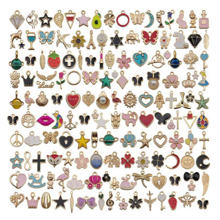 Animal Flower Mixed Enamel Charms Pendants DIY Bracelet Jewelry Making Craft MNP