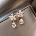 Enacolor Delicate Flower Crystal Water Drop Earrings For | Jewellery Crystal Party Accessories For. 