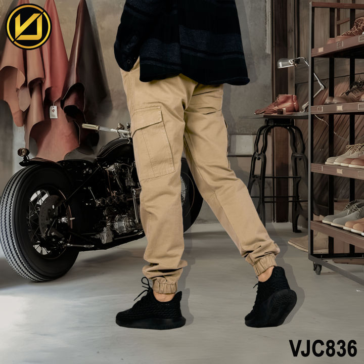 VIRJEANS%20(VJC836)%20Cargo%20Box%20Joggers%206%20Pocket%20Pant%20For%20Men-Khaki%20-%20Image%204