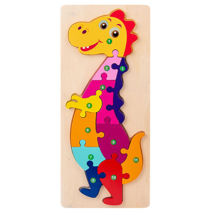 Wooden Dinosaur Jigsaw Puzzle for Kids - 3D Educational Montessori ...