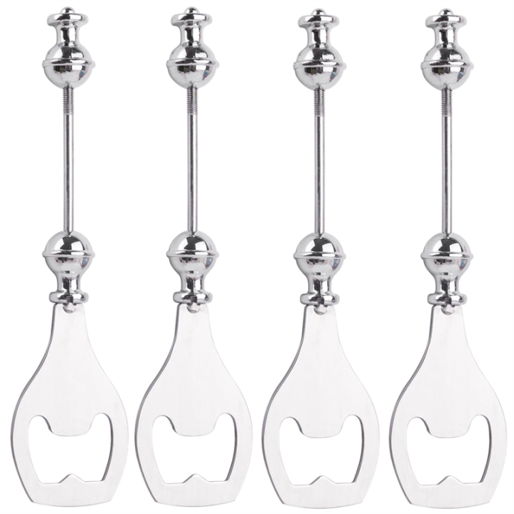 4 Pack DIY Beaded Beer Opener Metal Bottle Opener Decorative Beaded Bottle Opener for Bartenders Kitchen Tool Easy Install Easy to Use
