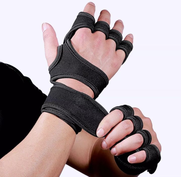 Black Weight Lifting Fitness Gym Gloves For Men And Women With Antiskid  Wrist Support - Gym Gloves | | Daraz.com.np