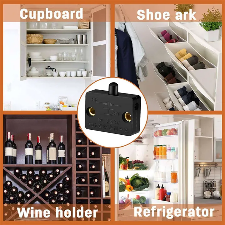 16%20Pieces%20Cabinet%20Lamp%20Switch%20Automatic%20Door%20Switch%20Contact%20Switch%20for%20Wardrobe%20Applicable%20to%2012V%2024V%20110V(Black)%20-%20Image%205