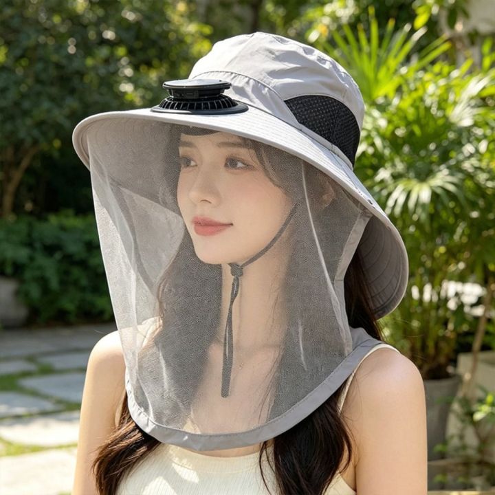 Casual%20With%20Net%20Mesh%20Mosquito%20Head%20Net%20Hat%20Foldable%20Breathable%20Wide%20Brim%20Sun%20Cap%20UV%20Protection%20High%20Wind%20Power%20Solar%20Fan%20Hat%20Fishing%20-%20Image%207