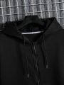 Men Solid Zip Up Pocket Drawstring Hoodie-Winter Wear - Fashion | Hoodies For Men | Men'S Wear |. 