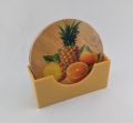 Wooden Beautiful Tea Coasters With Holder Set of 6 piece. 