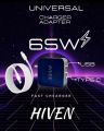 HIVEN USB-C Power Adapter | 65W PD Fast Charging | Black | Compact Wall Charger | Dash/SuperVOOC Compatible | High-Speed Charger with Included Type-C Cable | Safe, Efficient, and Travel-Friendly. 