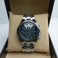 Black Dial Round Fancy Watch For Men Quartz Moment Fashionable Wrist Watch. 