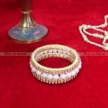 Silk Thread Wrapped Pearls Embeded Bangle/Choodi. 
