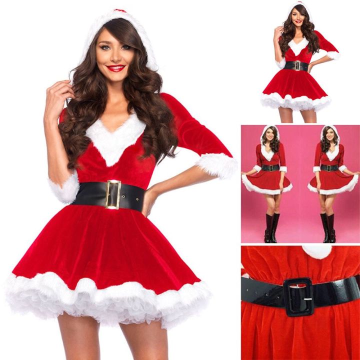 Women's%20Xmas%20Theme%20Santa%20Mini%20Dress%20Sweet%20Hooded%20Christmas%20Fancy%20Dress%20Mrs%20Santa%20Claus%20Dress%20Cosplay%20Costumes%20Outfits%20Miss%20Claus%20Dress%20Suit%20-%20Image%207