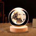 3D Crystal Ball LED Table Lamp with wooden Base. 