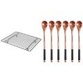NAMUNY 1 Pcs Non-Stick Cake Cooling Rack Baking Rack & 6 Pcs Long Handled Wooden Spoons Wood Tea Coffee Spoon. 