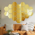 6/12PCs Hexagonal Diy 3D Mirror Wall Stickers Restaurant Aisle Floor Personality Decorative Mirror Paste Living Room Sticker. 
