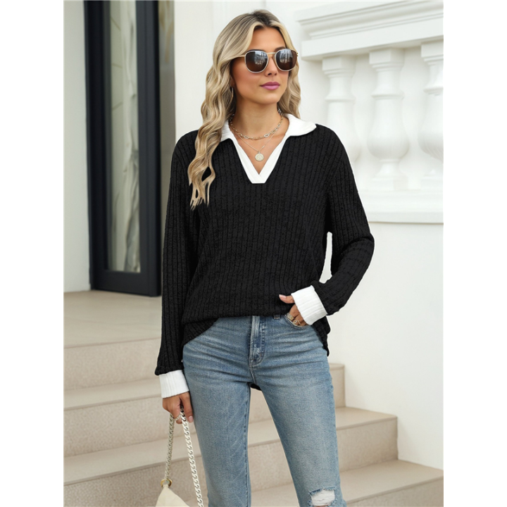 Women's%20V%20Neck%20Sweaters%20Black%20XXL%20-%20Image%208