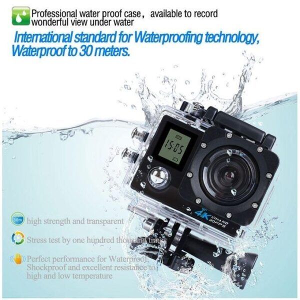 Underwater Action Camera 4K Sport Cam 16Mp Wifi 2" Lcd Dual Display 170 Wide Angle Lens 2.4G Remote Control & Hdmi Campark Act76