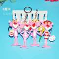 8cm Korean Cute Creative Cartoon Naughty Pink Panther Plush Keychain Ring Womens Bag Pendant. 