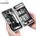 Asinrn ERosIon 9/16/19Pcs Manicure Set Black Stainless Steel Nail Clippers Cuticle Nipper Pedicure Professional Care Tool Cleaning Grooming Kit. 