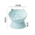 Food Dispenser Ceramic Cat Slow Food Bowl Cute Slanted Mouth Dog Feeding Basin Anti Tipping Creative Pet Drinking Feeder Kitten Puppy. 
