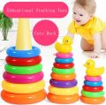 Baby Early Childhood Education Puzzle Ring Toy Kids Toys Children'S Little Yellow Duck Jenga Rainbow Tower Stacking Circle. 
