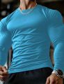 Cyan GymBeat Men's Casual Bull Head Printed Round Neck Raglan Sleeve Slim Fit Sports T-Shirt Long Sleeve Gym Top Men Workout Shirt Gym Shirt Full Sports T-Shirt Men. 