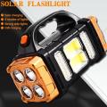 HB-2678 Solar LED Flashlight Portable USB Rechargeable light Waterproof COB Torch Light Powerful Solar Light for Camping Hiking charging light chargeable torch. 