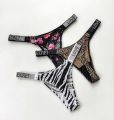 3Pcs Panties Women Thongs Rhinestones Letter Diamonds G-string Sports Thong Low Waist Shorts Briefs T-back Fitness M-XL. 