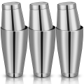 3Sets Cocktail Shakers Professional Bar Shaker Boston Shaker Set Stainless Steel Martini Shaker Drink Mixer(Silver) Easy Install Easy to Use. 