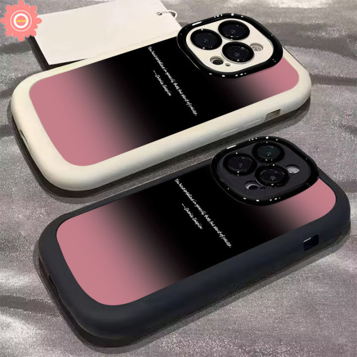 Simple Fashion Gradient Pink Creative English Letters Couples Case Compatible for IPhone 13 11 16 15 14 12 Pro Max XR 16 15 14 8 7 Plus 7Plus X XS Max Luxury Puffs Soft Cover