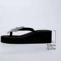 Crystal Floral Wedge Heels Flip Flops Women Summer Thick Bottom Clip Toe Sandals Woman Platform Lightweight Slides Shoes. 