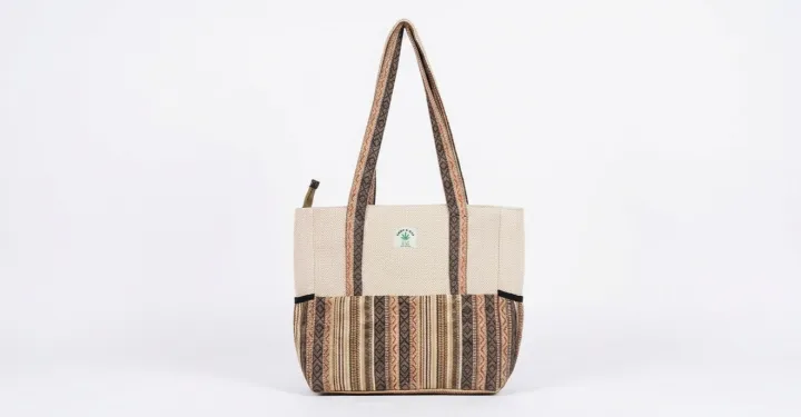 Nepali%20Handcrafted%20Cotton%20Shoulder%20Bag%20for%20Women%20-%20Multi-Pocket%20Ladies%20Casual%20Travel%20&%20Office%20Tote%20Bag%20with%20Laptop%20Pocket%20-%20Image%202