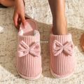 KEBETEMEFashion Women's Bow Slippers Fall/Winter Indoor Bedroom Floor Lightweight and Comfortable Soft Warm Slippers for Home. 
