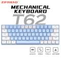 ZIFRIEND T62 New Mechanical Keyboard Rainbow RGB Effect 63 Keys Hot Swappable Gaming Keyboards. 