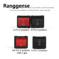Ranggense Luxury 5PCS KCD2 24X21mm Electric Car Power Switch Red Black 4/6 Pin 2/3 Position 6A/10A 250V/125V ON-OFF/ON-OFF-ON/ON-ON Rocker Switch. 