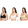 (Pack of 2) Cotton Non-Padded Non-wired Full Coverage Support White Bra For Women By Romance. 
