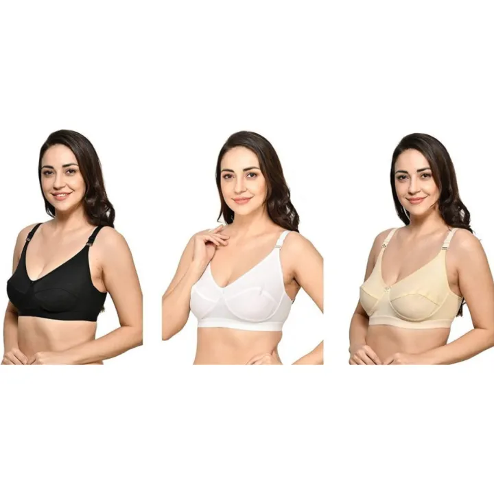 (Pack%20of%202)%20Cotton%20Non-Padded%20Non-wired%20Full%20Coverage%20Support%20White%20Bra%20For%20Women%20By%20Romance%20-%20Image%203