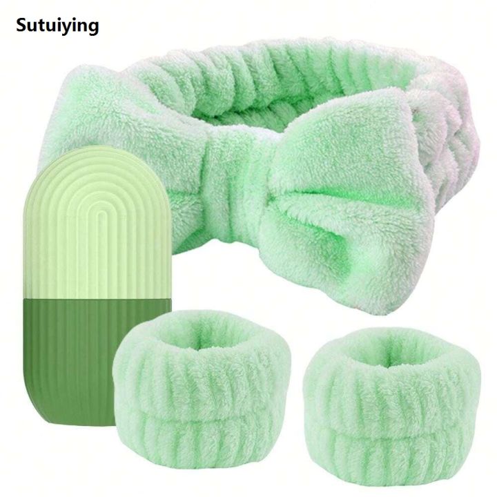 Sutuiying%204pcs/Set%20-%201pc%20Silicone%20Face%20Ice%20Pack,%201pc%20Face%20Wash%20Makeup%20Headband,%20Luxury%202pcs%20Wristbands.%20Ice%20Roller%20for%20Face,%20Eye%20Neck,%20Massager%20-%20Image%207