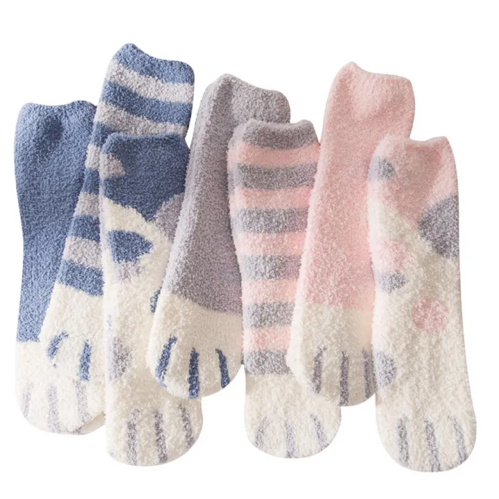 Stripe%20socks%20Women's%20socks%20Cozy%20socks%20Home%20floor%20socks%20Cute%20socks%20Cartoon%20socks%20Paw%20socks%20Girls%20socks%20%20socks%20for%20Sleeping%20socks%20Indoor%20socks%20Cosy%20home%20-%20Image%202